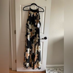 Alexa B Nites black floral maxi dress. Women’s size 12.